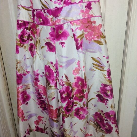 Studio One Pink and White A-Line Midi Dress for Prom - Picture 5 of 12